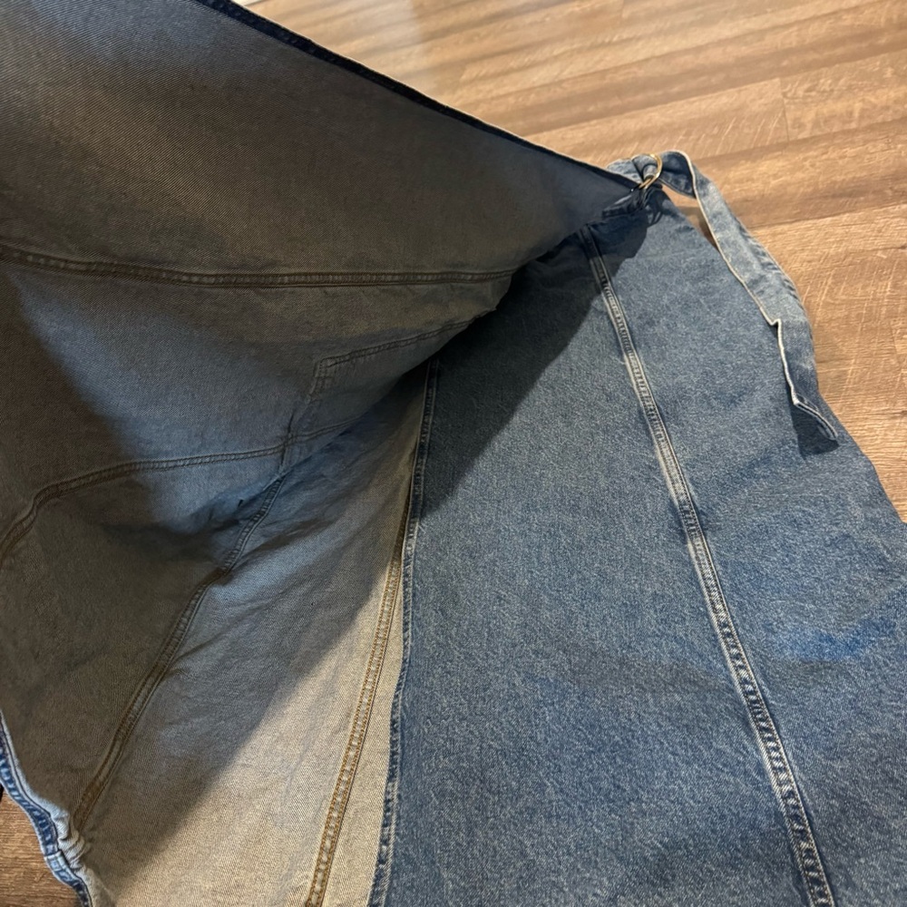 ZARA Blue Denim Cargo Wrap Maxi Skirt with Belt Waist - Picture 3 of 6